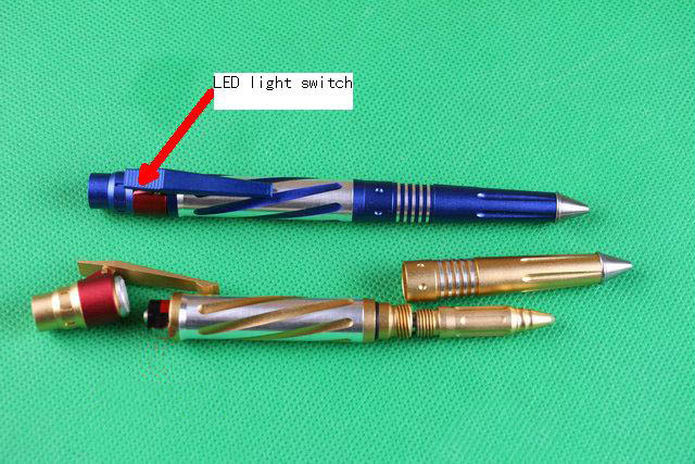4 Different colors in stock survival defense pen with LED light UD402169